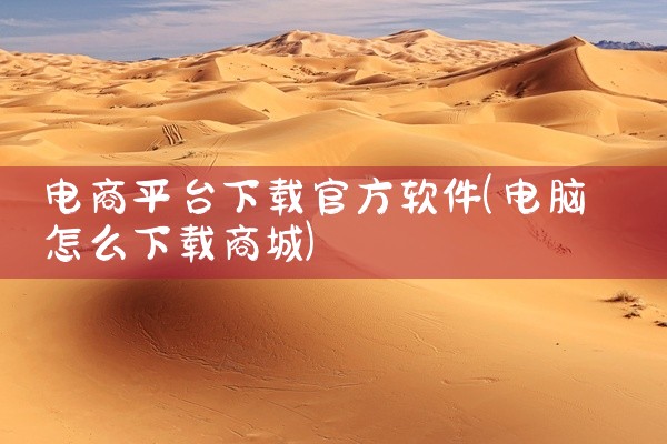 电商平台下载官方软件
